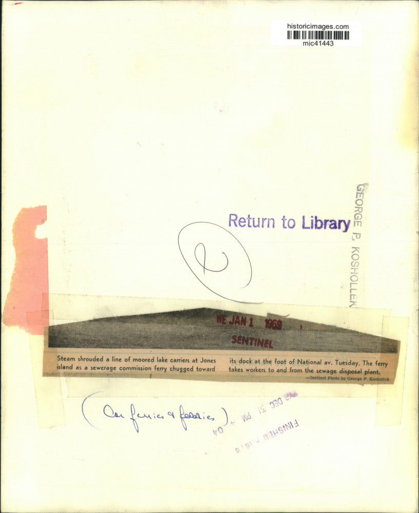 1968 Press Photo Sewerage commission ferry near Jones Island, Milwaukee