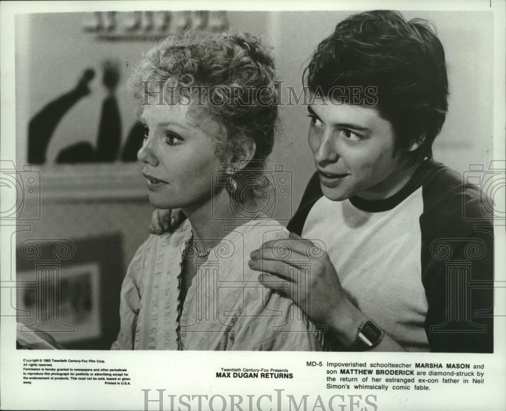 1983 Press Photo Actors Marsha Mason, Matthew Broderick In &quot;Max Dugan Returns&quot;- Historic Images