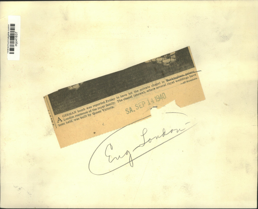 1940 Press Photo Private Chapel in London's Royal Family's Buckingham Palace