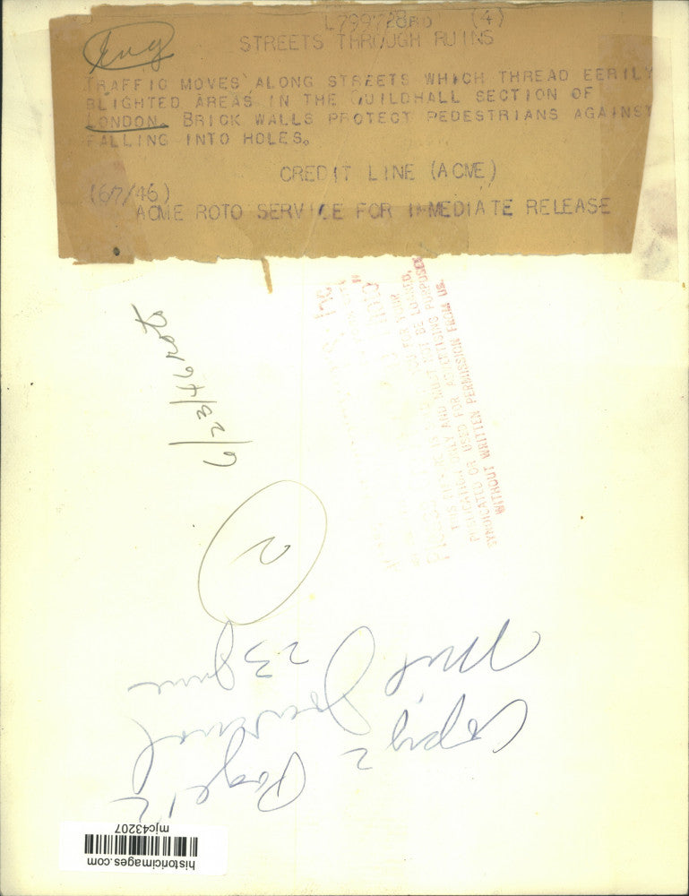 1946 Press Photo Roads Weave Through Damaged Areas in Guildhall Section, London