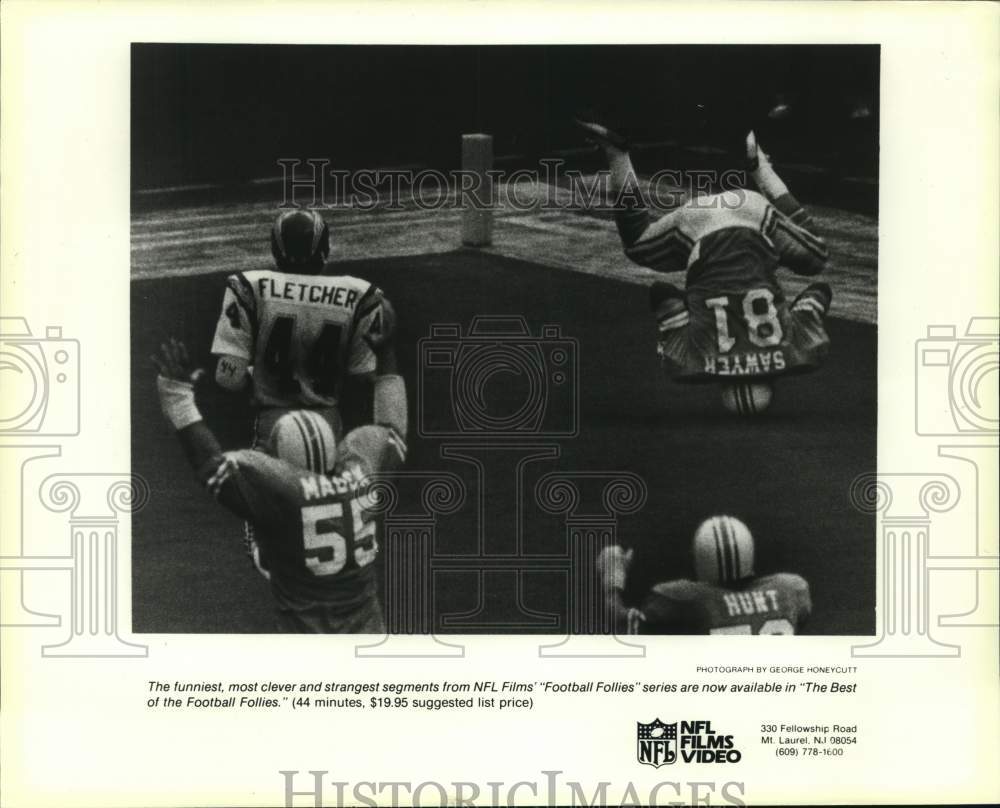 1985 Press Photo Houston Oilers and San Diego in NFL Films' "Football Follies"- Historic Images