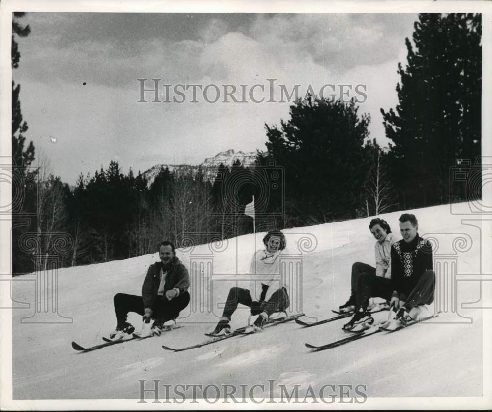1955 Press Photo New Ski Plane, Combination of Sled, Skis, &amp; Toboggan in Denver- Historic Images