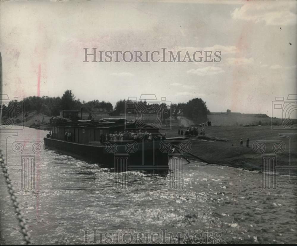 1952 Press Photo Landing Stage in Stantsina Volga Along Moscow Volga Canal