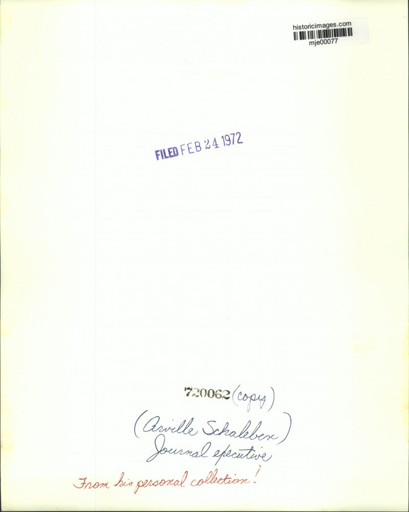 1972 Press Photo Arville Schaleben, Milwaukee Journal Newspaper Executive