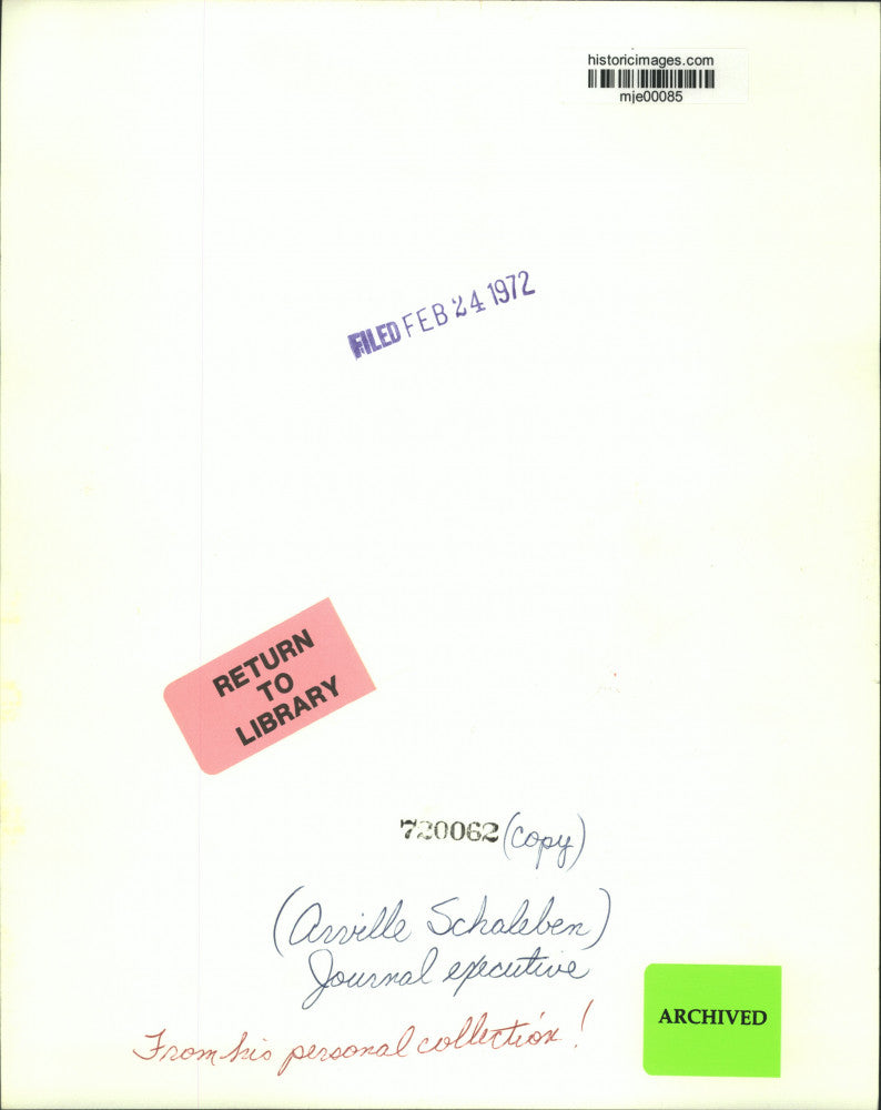 1972 Press Photo Arville Schaleben, Milwaukee Journal Newspaper Executive