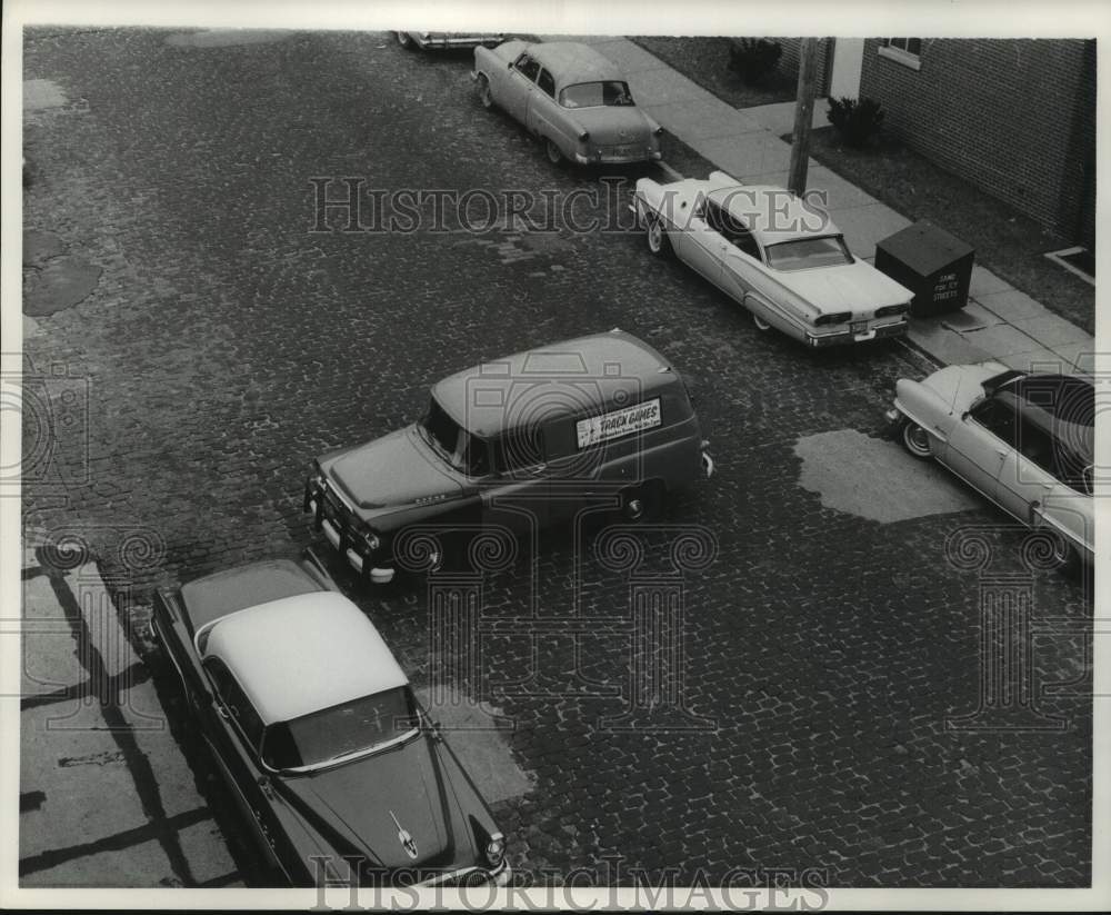 1961 Press Photo Milwaukee Journal Truck with Track Games Advertisement, WI