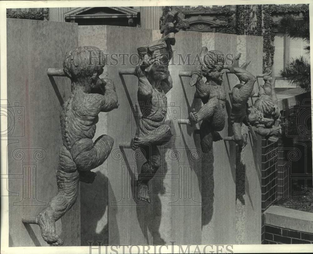 1968 Press Photo Statues of Water Sprites on The Milwaukee Journal Fountain- Historic Images