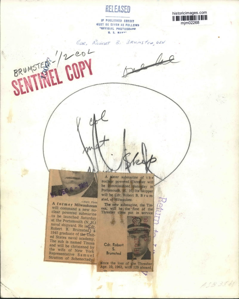 1961 Press Photo Commander Brumsted of Milwaukee to command nuclear sub