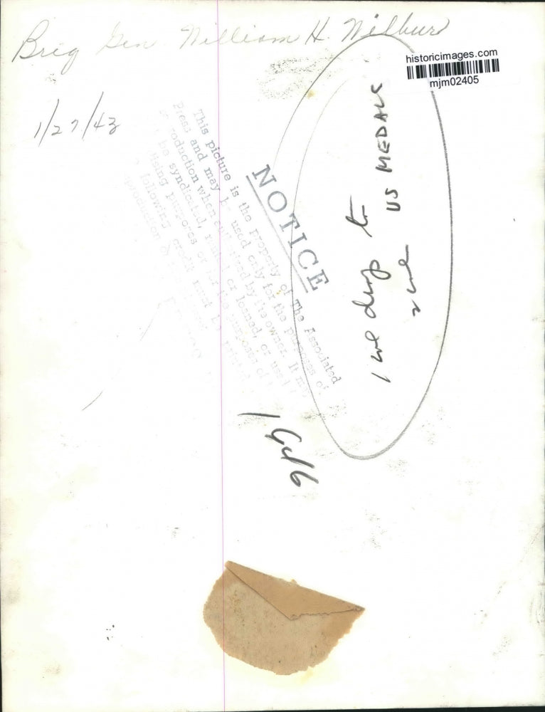 1943 Press Photo Brigadier General William H. Wilbur - mjm02405