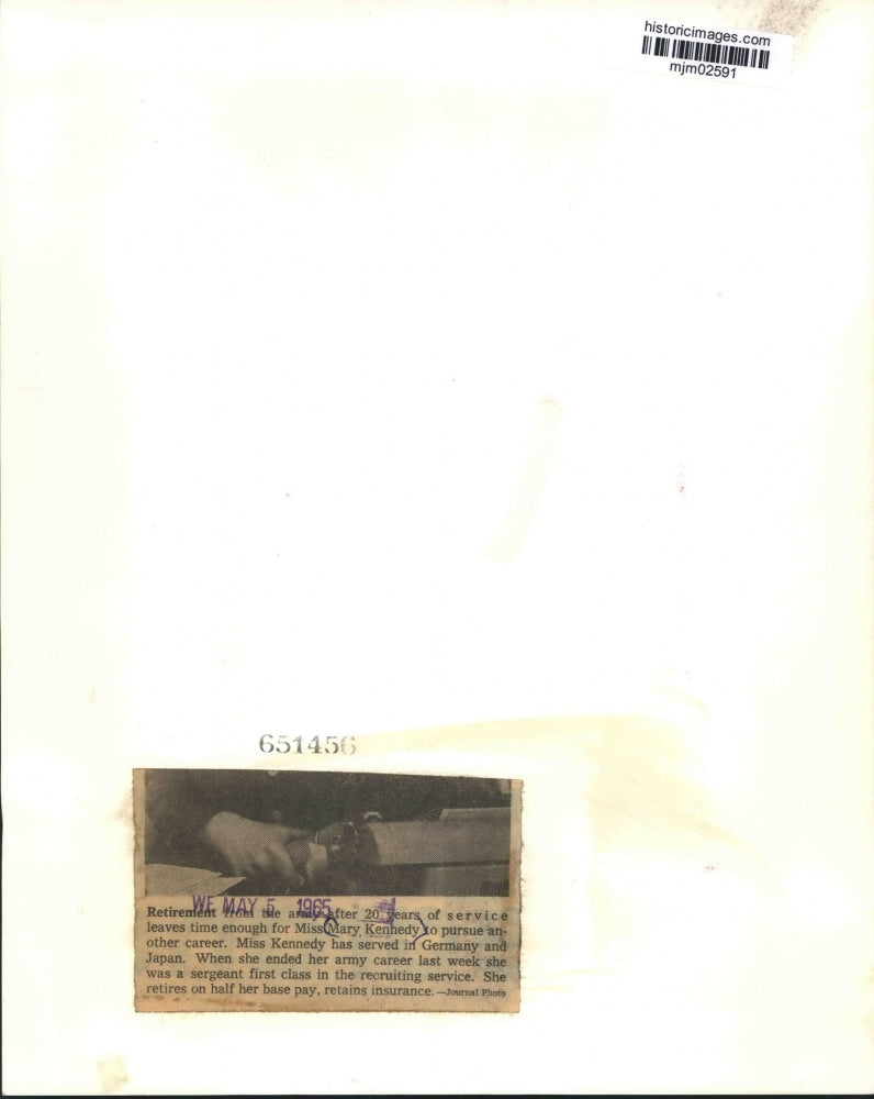 1965 Press Photo Mary Kennedy, recruiting officer, retiring from Army, Wisconsin