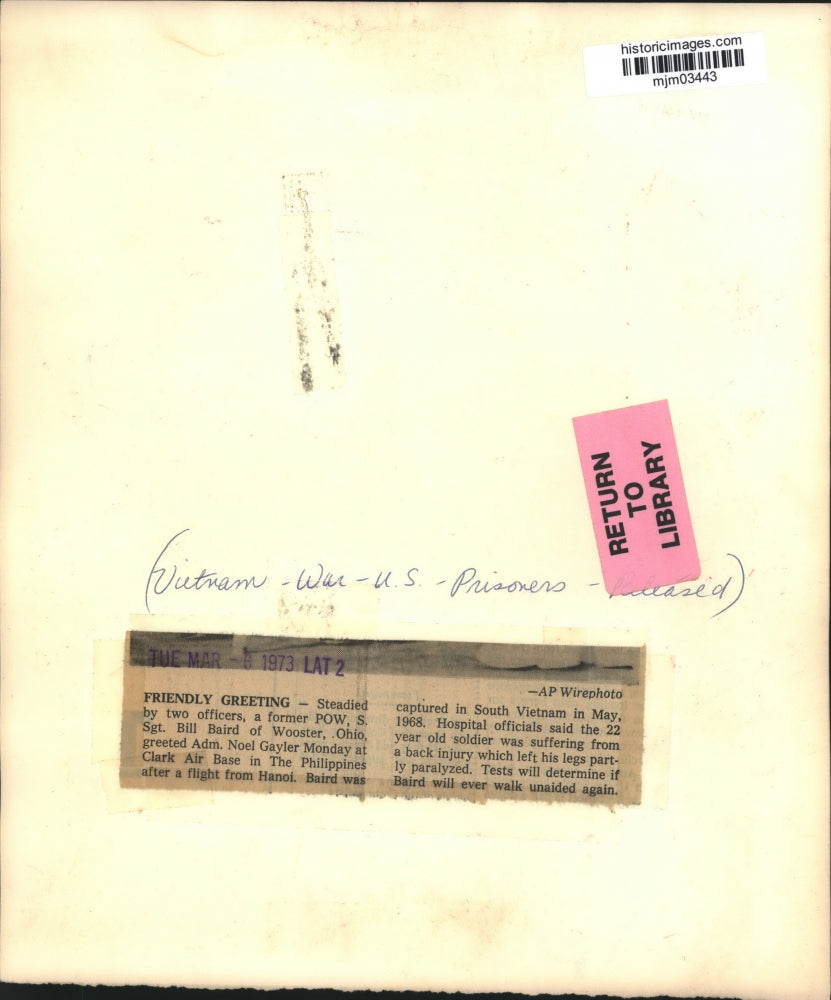 1973 Press Photo Bill Baird, former POW, at Clark Air Base in the Philippines