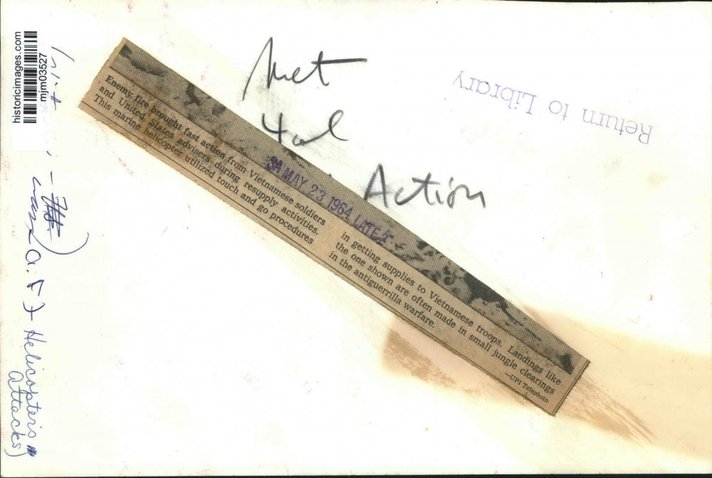 1964 Press Photo Marine helicopter bringing supplies to Vietnamese troops