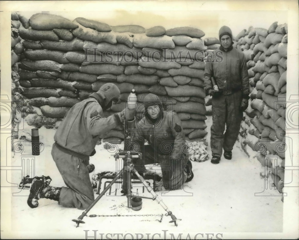 1943 Press Photo Trench mortar being tested at U.S. proving grounds in Canada