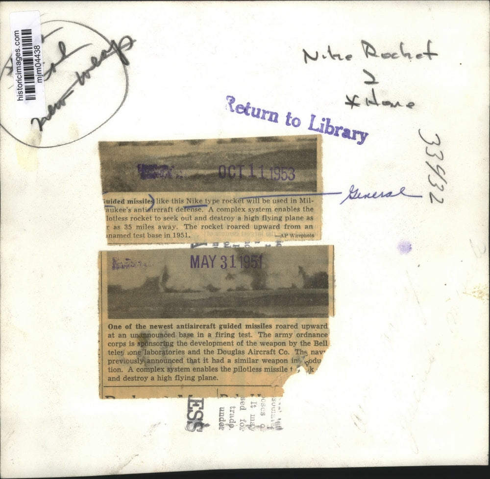 1951 Press Photo Antiaircraft Guided Missile by Douglas Aircraft and Bell