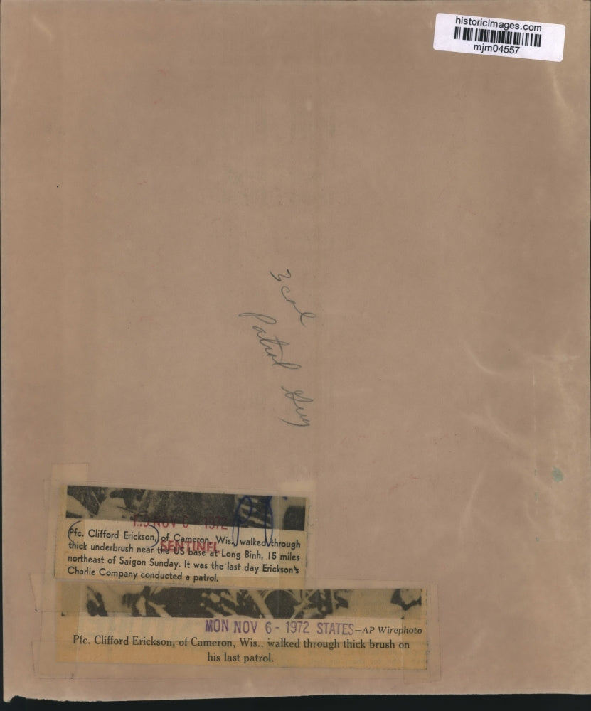 1972 Press Photo Clifford Erickson in jungle on last day of patrol near Saigon