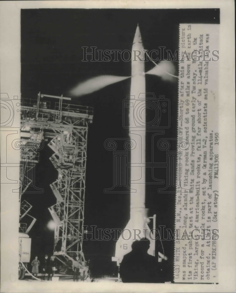 1950 Press Photo Viking Rocket at White Sands Proving Ground, New Mexico- Historic Images