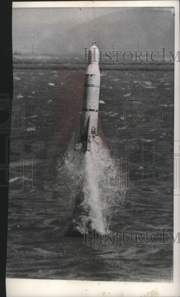 1966 Press Photo Rocket launched from a lagoon at Point Mugu, California