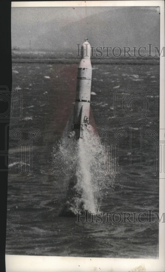 1966 Press Photo Rocket launched from a lagoon at Point Mugu, California