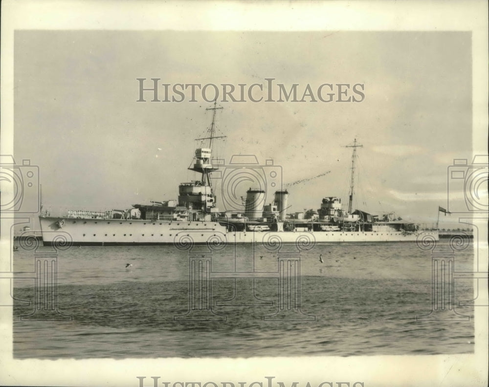 1934 Press Photo H.M.S. Danae anchored off Miami, Florida on visit to the city- Historic Images