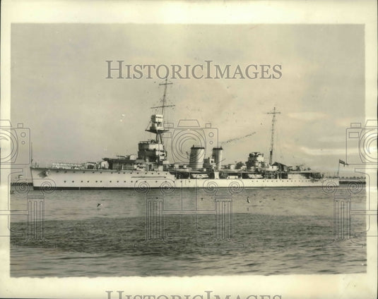 1934 Press Photo H.M.S. Danae anchored off Miami, Florida on visit to the city- Historic Images