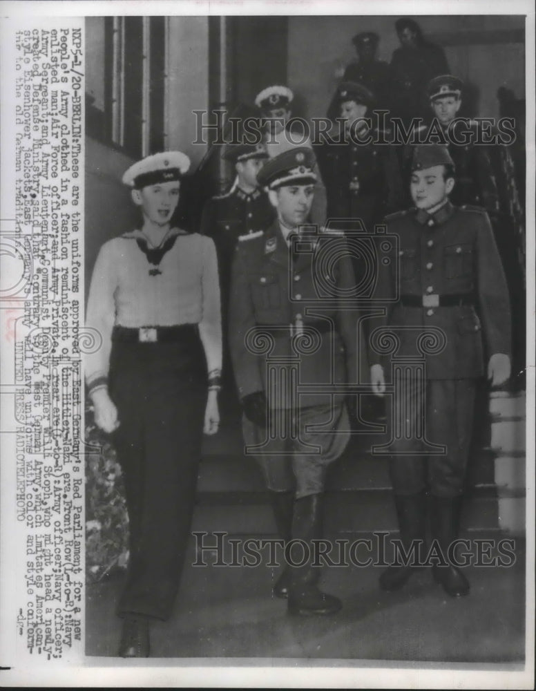 1958 Press Photo German People&#39;s Army Members in Uniform - mjm04860- Historic Images