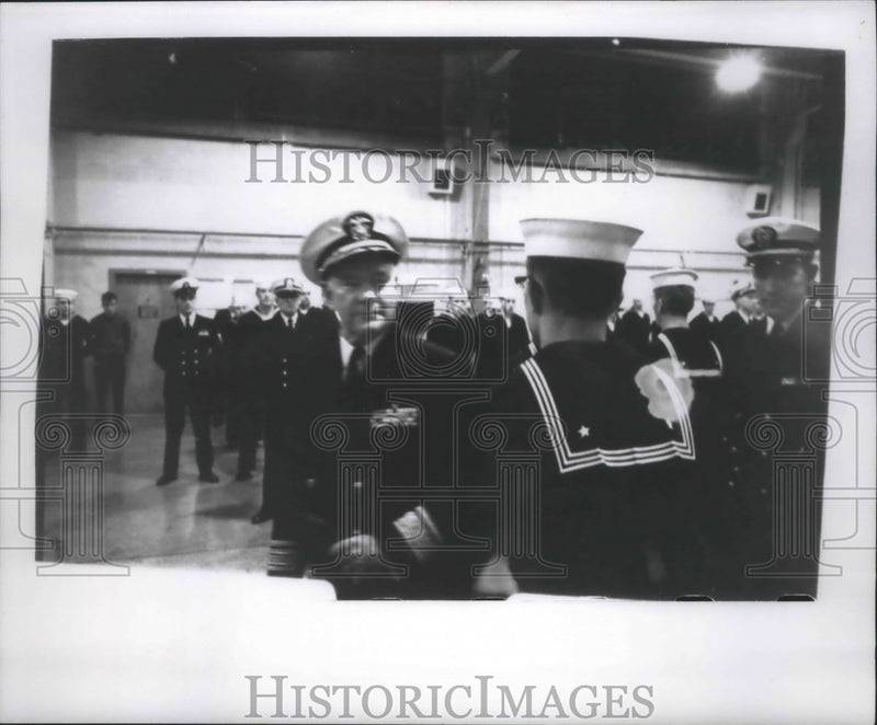 Load image into Gallery viewer, 1963 Press Photo Rear Admiral Ira Nunn with reservists at Naval Reserve Armory
