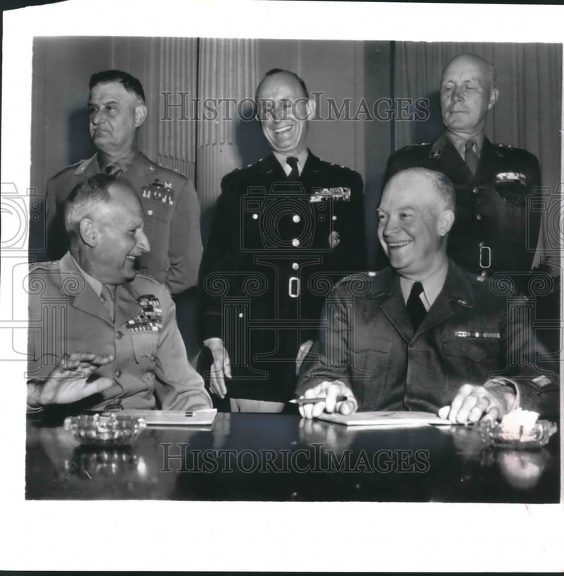 Load image into Gallery viewer, 1951 Press Photo North Atlantic treating meeting with General Eisenhower, Paris
