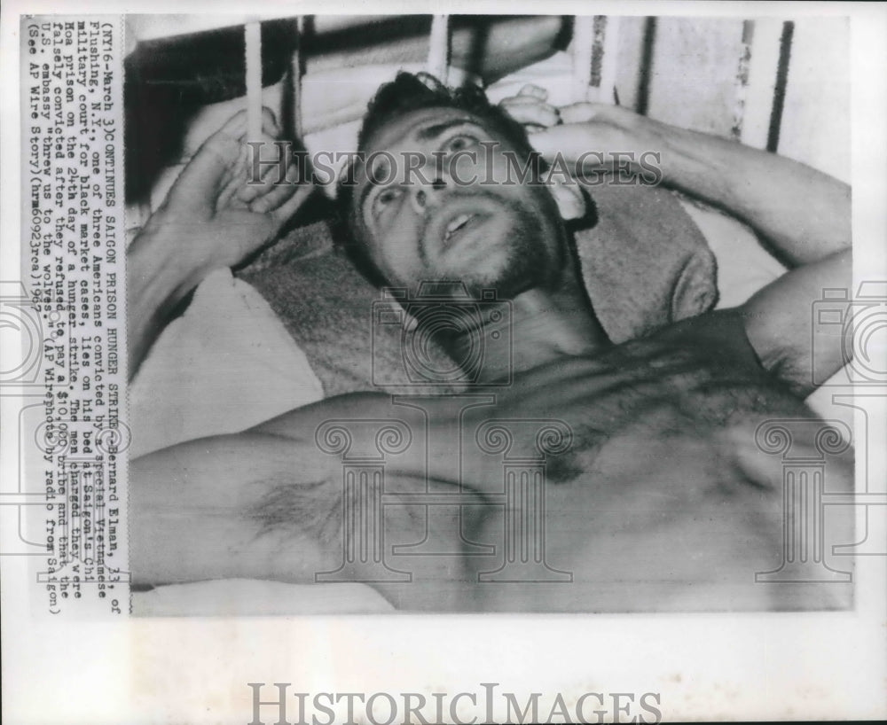 1967 Press Photo Bernard Elman on Hunger Strike in Saigon Prison, Vietnam