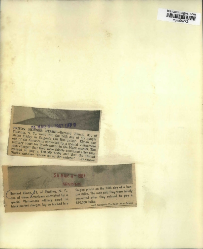 1967 Press Photo Bernard Elman on Hunger Strike in Saigon Prison, Vietnam