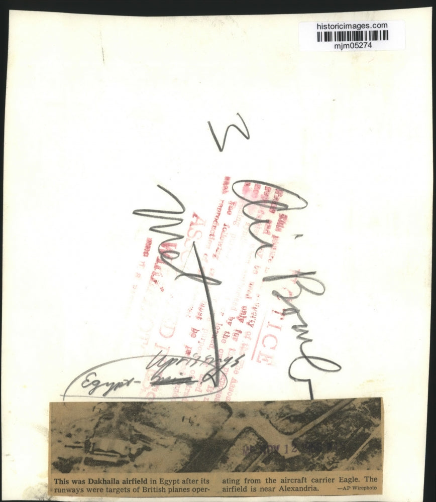 1956 Press Photo Dakhaila Airfield, Egypt, After Attack by British Planes
