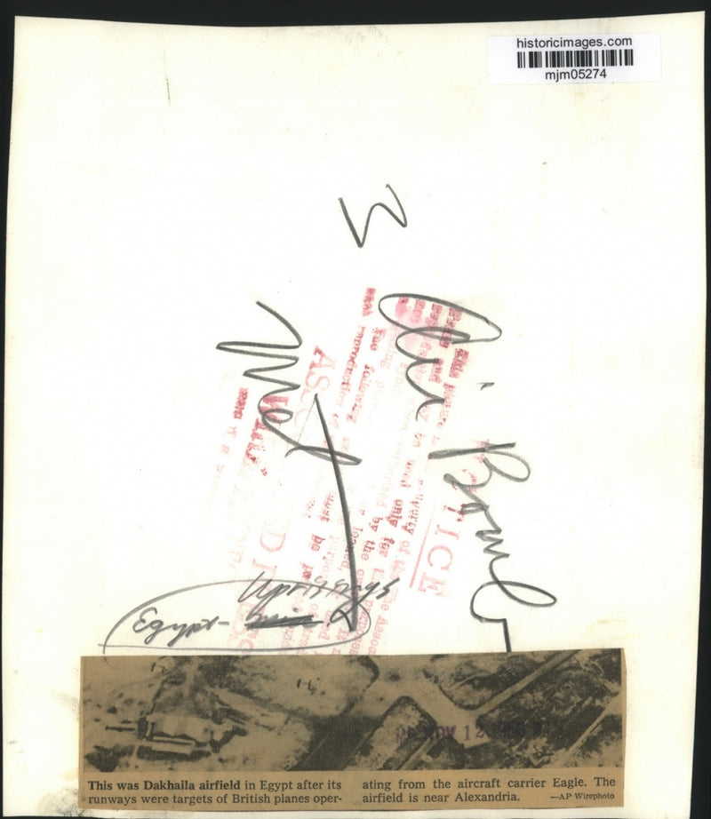 Load image into Gallery viewer, 1956 Press Photo Dakhaila Airfield, Egypt, After Attack by British Planes
