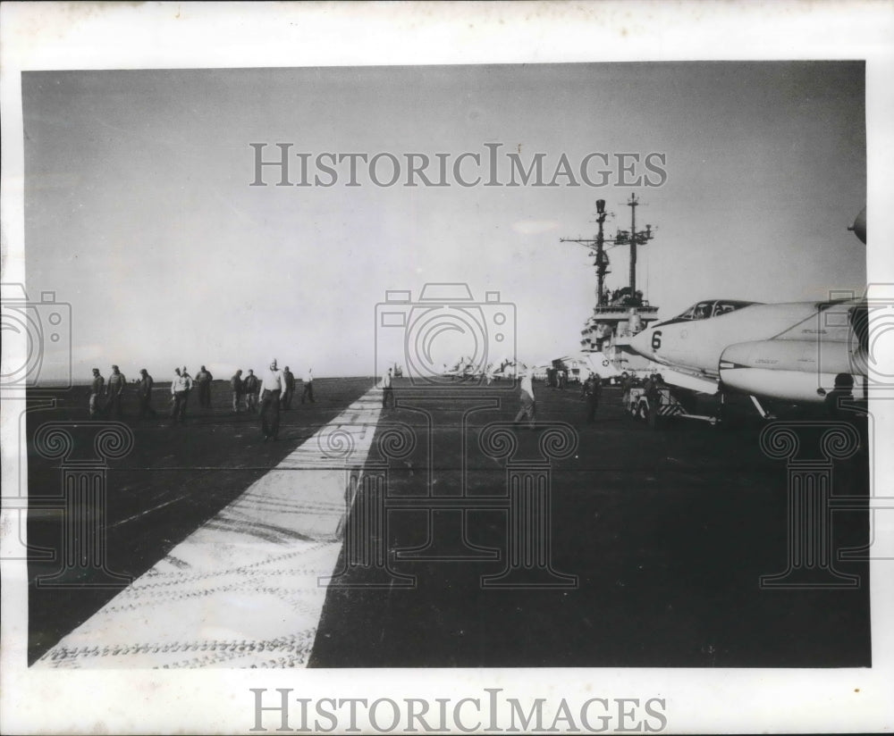 1957 Press Photo U.S. Navy - Air Craft Carrier Forrestal, Mediterranean