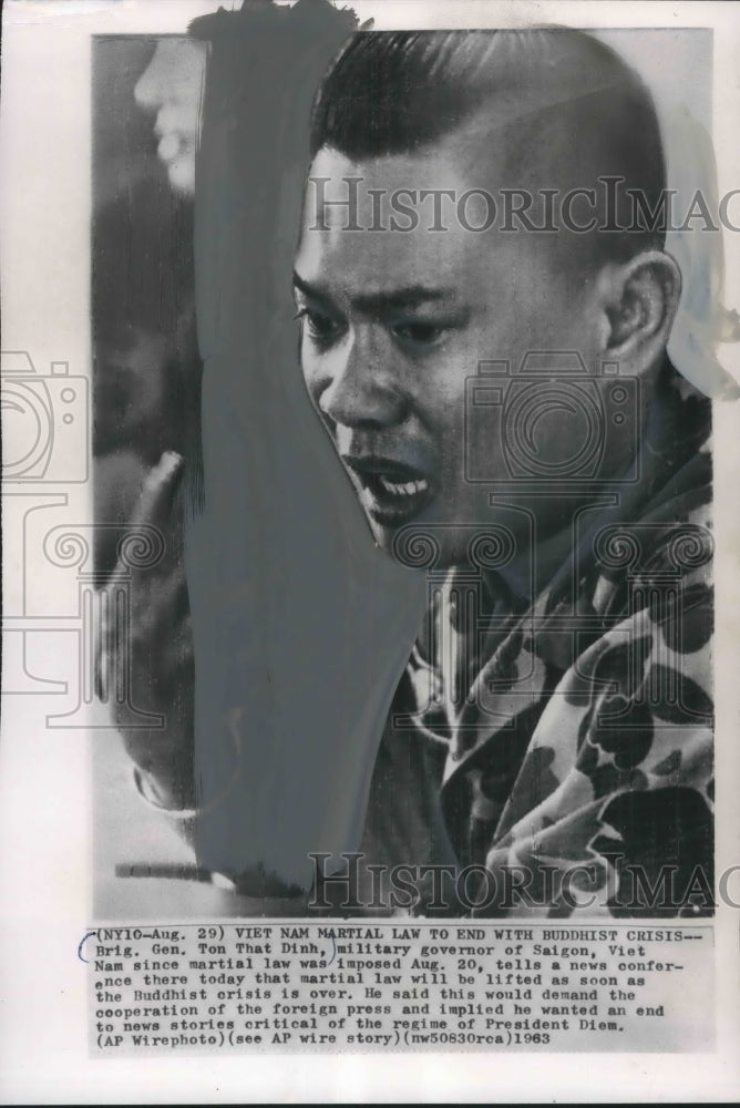 1963 Press Photo Vietnam War - Brigadier General Ton That Dinh, Saigon