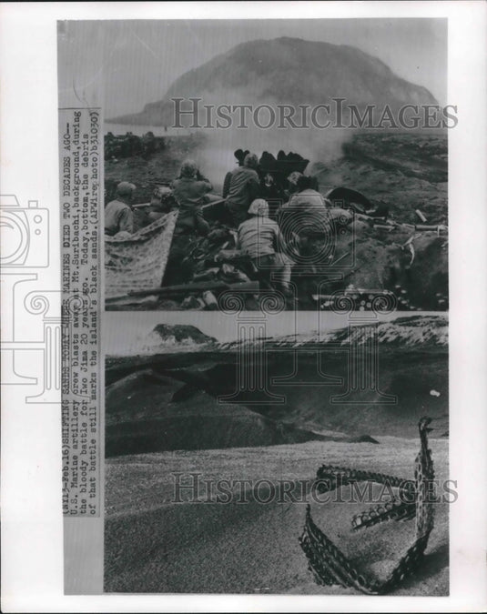 1965 Press Photo United States marine artillery firing at Mt Suribachi, Iwo Jima