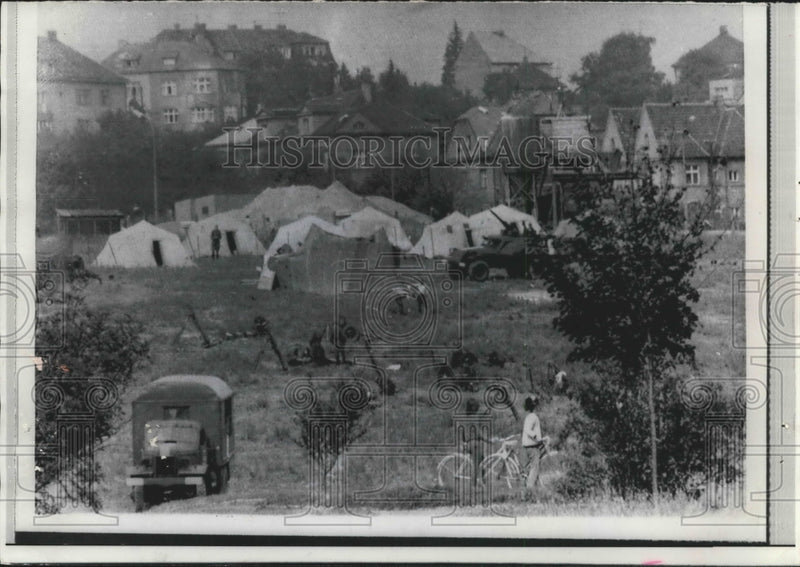 Load image into Gallery viewer, 1968 Press Photo Soviet Encampment Outside Prague, Czechoslovakia - mjm06515
