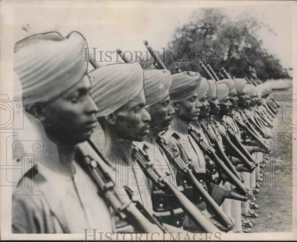 1935 Press Photo Sudanese Troops Line Up for Inspection, Gallabat, Sudan