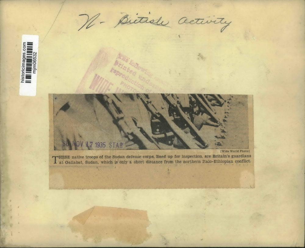 1935 Press Photo Sudanese Troops Line Up for Inspection, Gallabat, Sudan