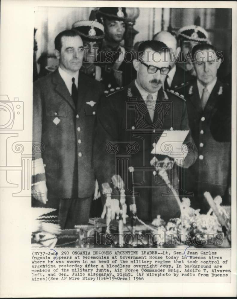 1966 Press Photo Lieutenant General Juan Carlos Ongania, Leader of Argentina
