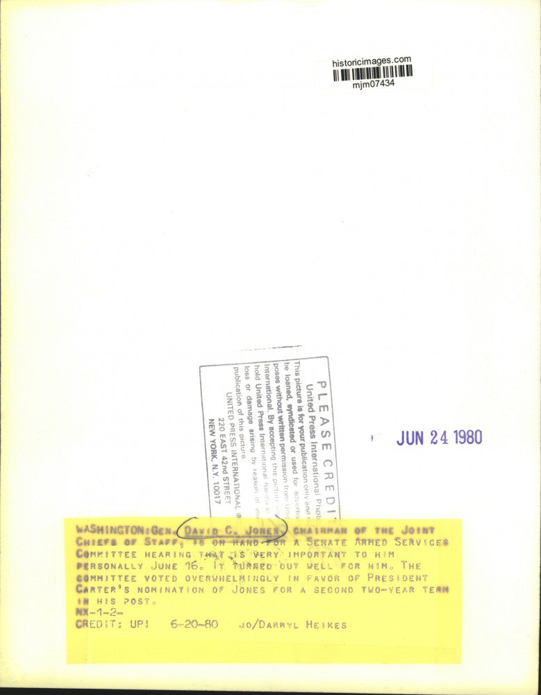 1980 Press Photo David C. Jones, Chairman of the Joint Chiefs of Staff