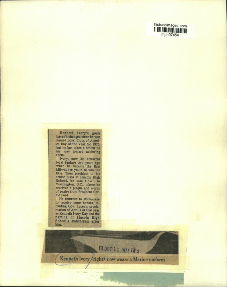 1977 Press Photo Kenneth Ivory, United States Marine, from Wisconsin - mjm07454