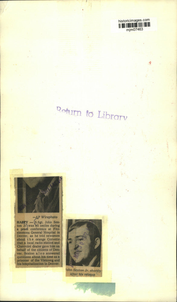 1972 Press Photo Vietnam War - John Sexton Jr., Released Prisoner of War