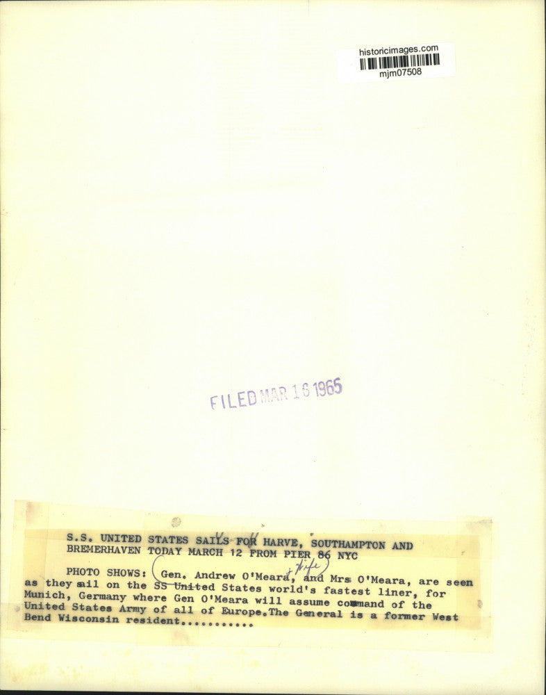 1965 Press Photo General Andrew O'Meara and Wife, Munich, Germany - mjm07508