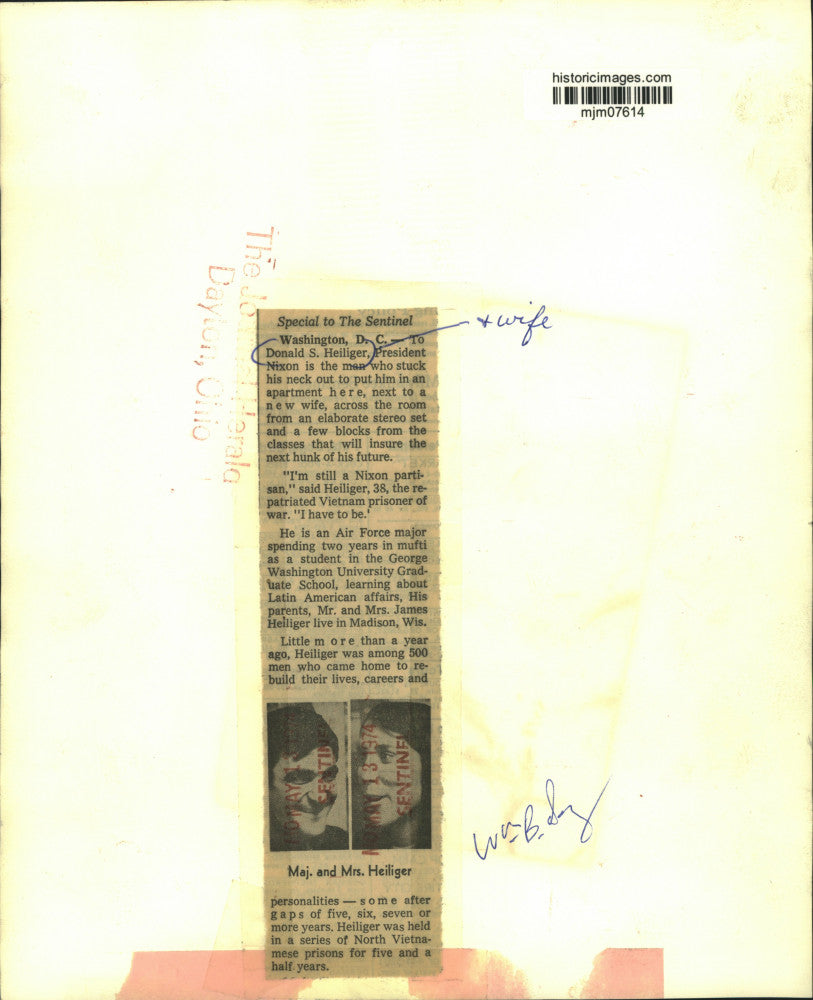 1974 Press Photo Donald S. Heiliger, Former Prisoner of War, and Wife