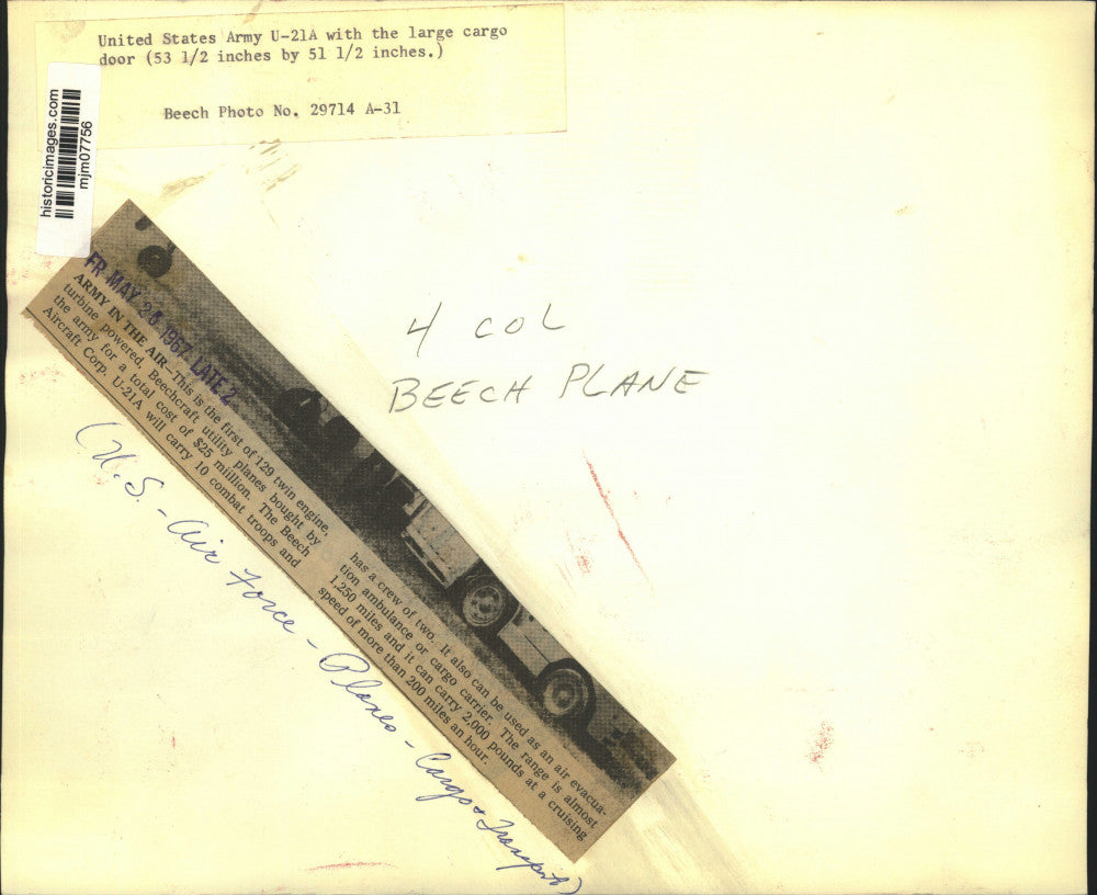 1967 Press Photo U. S. Army's twin engine turbine powered Beechcraft plane