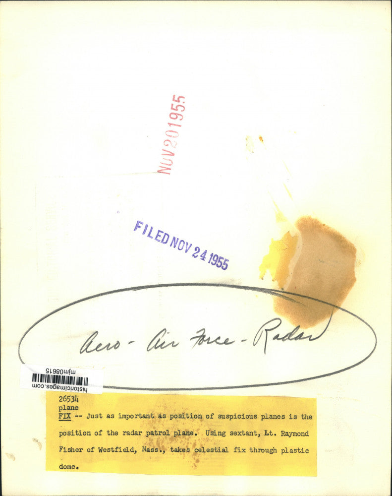 1955 Press Photo Lieutenant Raymond Fisher in Air Force Radar Patrol Plane