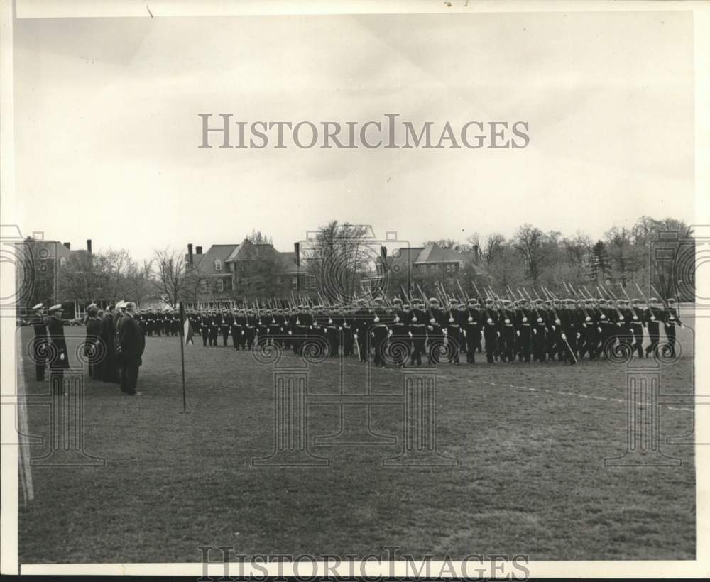 1937 Press Photo US Naval Academy Midshipmen Marching, Annapolis, MD - mjm08982