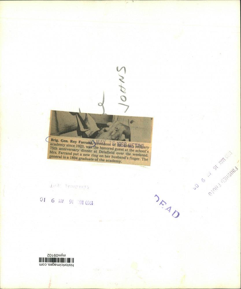 1960 Press Photo Roy Farrand and wife at St. Johns military academy, Wisconsin