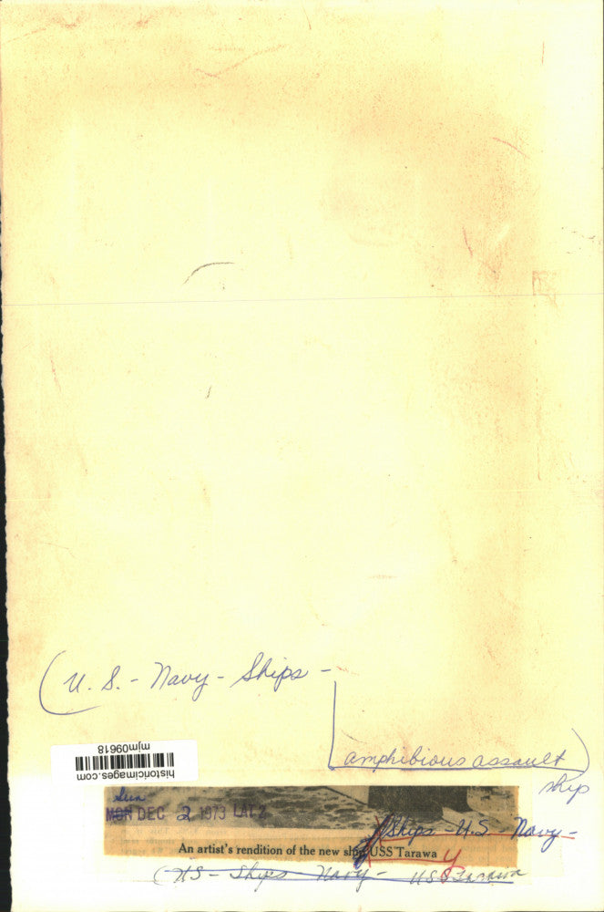 1973 Press Photo Artist's rendition of the USS Tarawa amphibious assault ship