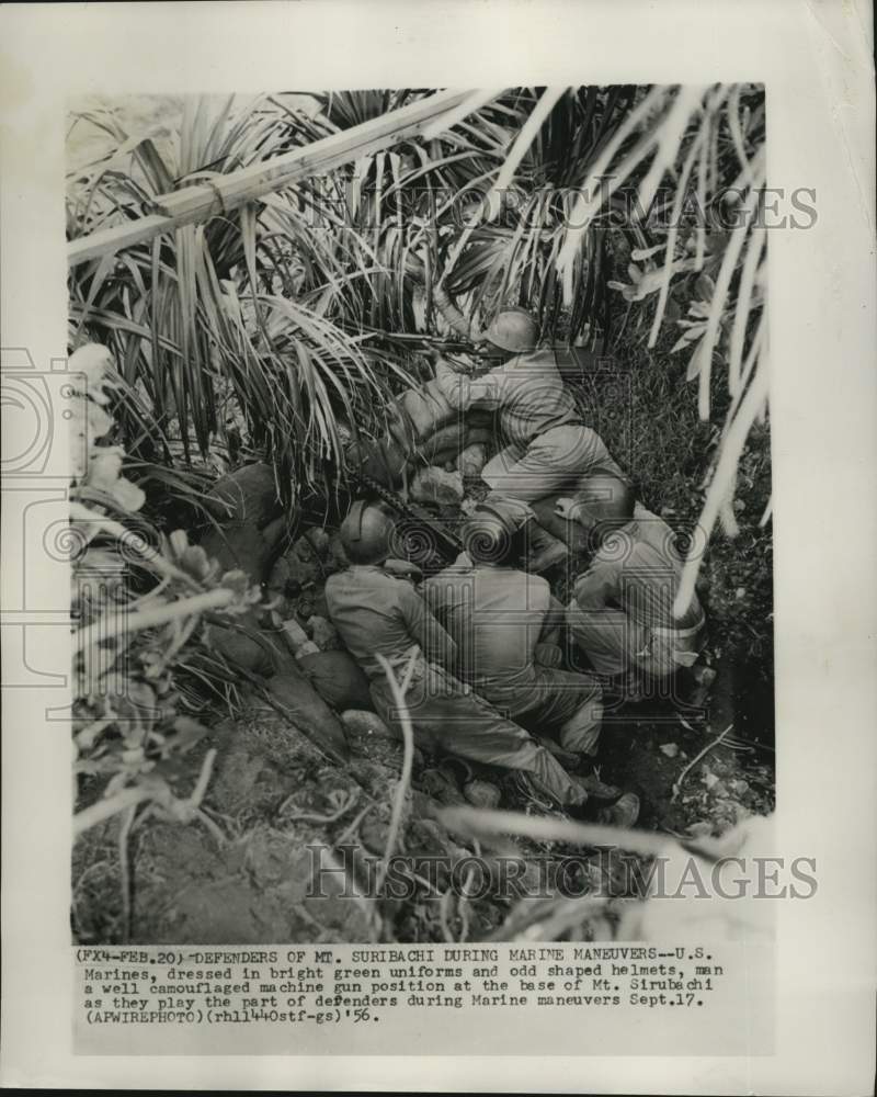 1956 Press Photo U.S. marines conduct maneuvers at Mt. Sirubachi - mjm10391