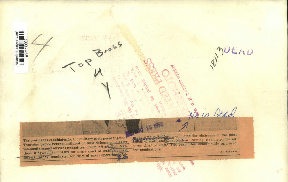 1953 Press Photo Four of President's candidates for top military posts, senate